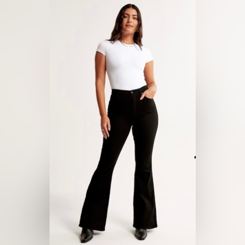 ABERCROMBIE & FITCH Sz 20L Flare Ultra High Rise Black Jeans NEW WITH TAG